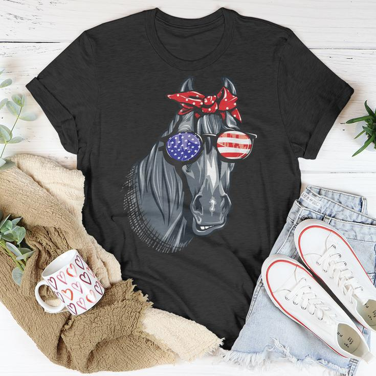 Horse 4Th Of July Horse Graphic American Flag Unisex T-Shirt Unique Gifts