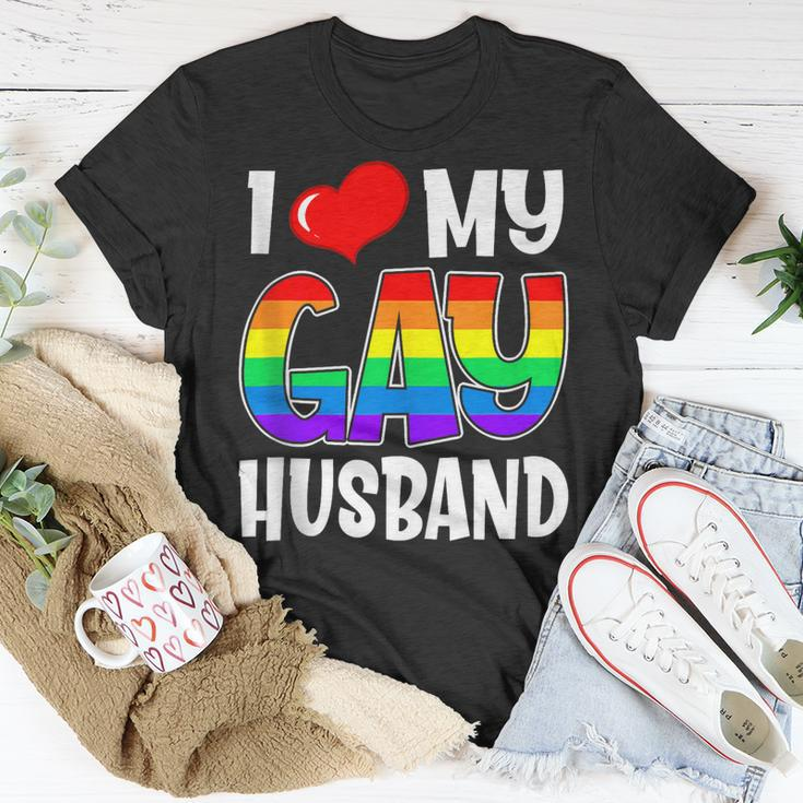 I Love My Gay Husband Lgbt Gay Pride Month Family Gift For Women Unisex T-Shirt Unique Gifts