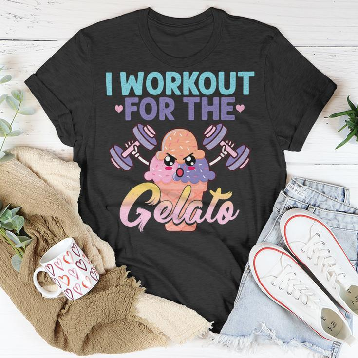 I Workout For The Gelato Shirt Funny Workout Fitness Unisex T-Shirt Unique Gifts