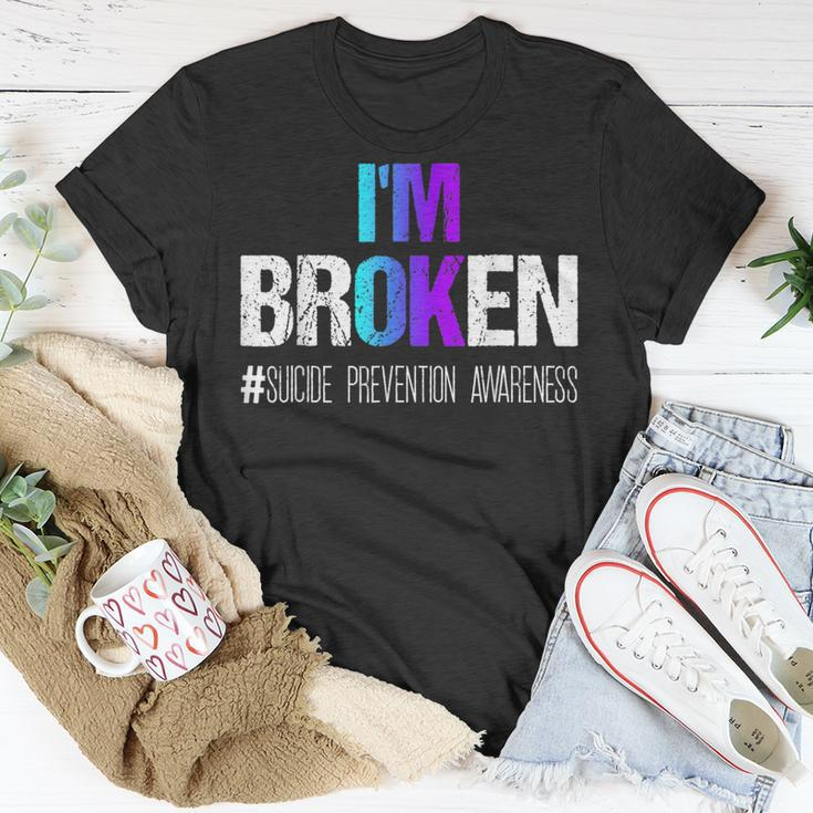 I'm Broken Wear Teal And Purple Suicide Prevention Awareness T-Shirt Unique Gifts