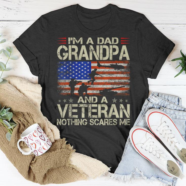 I'm A Dad Grandpa And Veteran Retro Papa Grandpa T-Shirt Funny Gifts