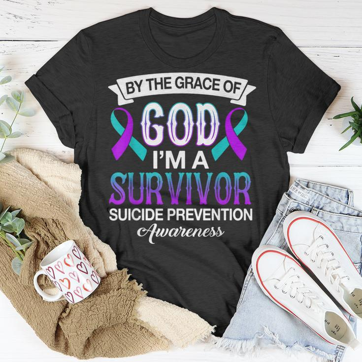 I’M A Survivor Suicide Prevention Teal & Purple Ribbon T-Shirt Unique Gifts