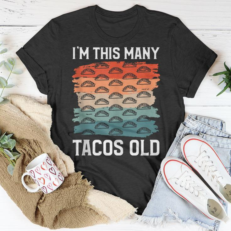 I'm This Many Tacos Old Mexican Food Taco Lover T-Shirt Unique Gifts