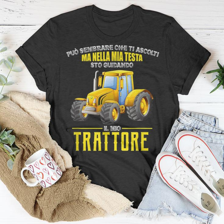 In My Head I Am Driving My Tractor Italian Words Unisex T-Shirt Unique Gifts