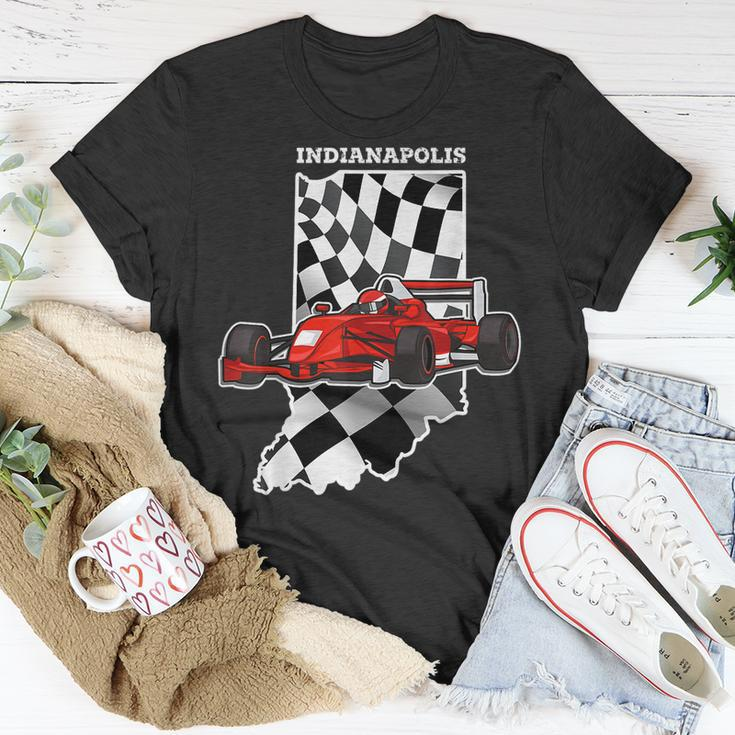 Indianapolis Indiana Race Checkered Flag Race Lovers Unisex T-Shirt Unique Gifts
