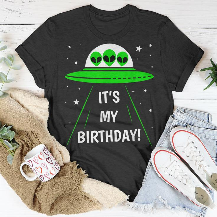 It's My Birthday Cute Alien Ufo Ship In Space Alien T-Shirt Unique Gifts