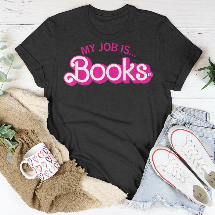 My Job Is Books Retro Pink Style Reading Books T-Shirt Funny Gifts