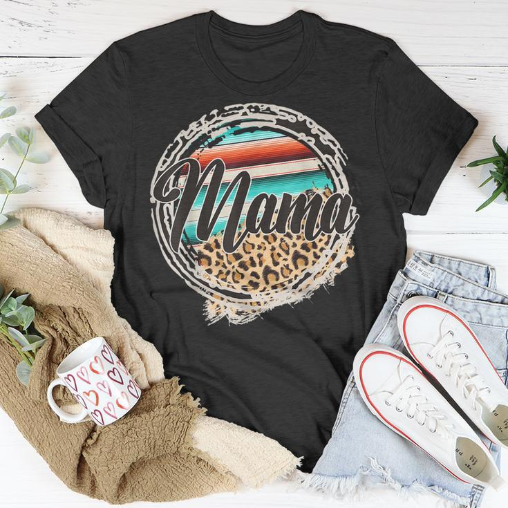 Leopard Cow Pattern Mama Serape Print Cowgirl Rodeo Mommy Unisex T-Shirt Unique Gifts