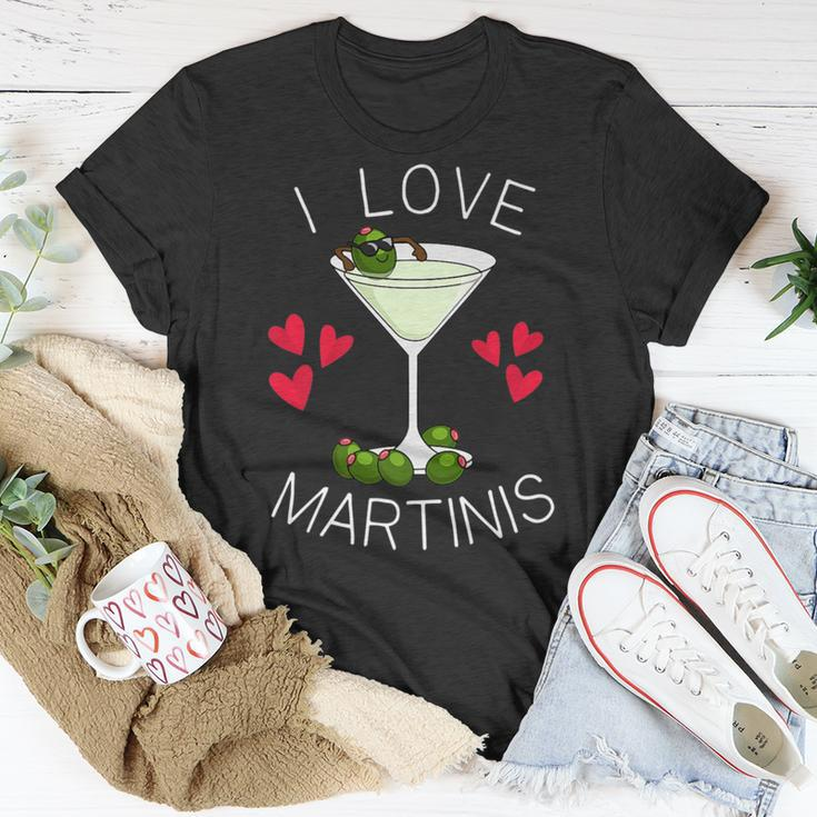 I Love Martinis Dirty Martini Love Cocktails Drink Martinis T-Shirt Unique Gifts