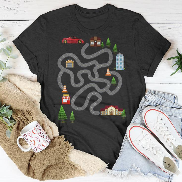Maze Race Car Track Gifts For Dad Back Rub Play Mat Gift For Mens Unisex T-Shirt Unique Gifts