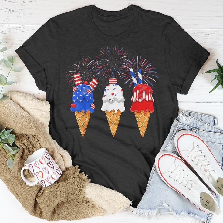 Memorial Day 4Th Of July Holiday Patriotic Ice Cream Cones Unisex T-Shirt Unique Gifts