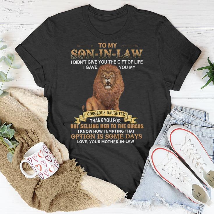 Mens To My Soninlaw Funny From Motherinlaw Thank You Unisex T-Shirt Unique Gifts