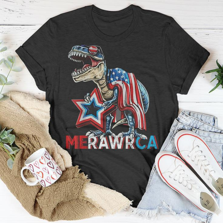 Merica Dinosaur 4Th Of July Rawr American Flag Boys Kids Usa Unisex T-Shirt Unique Gifts