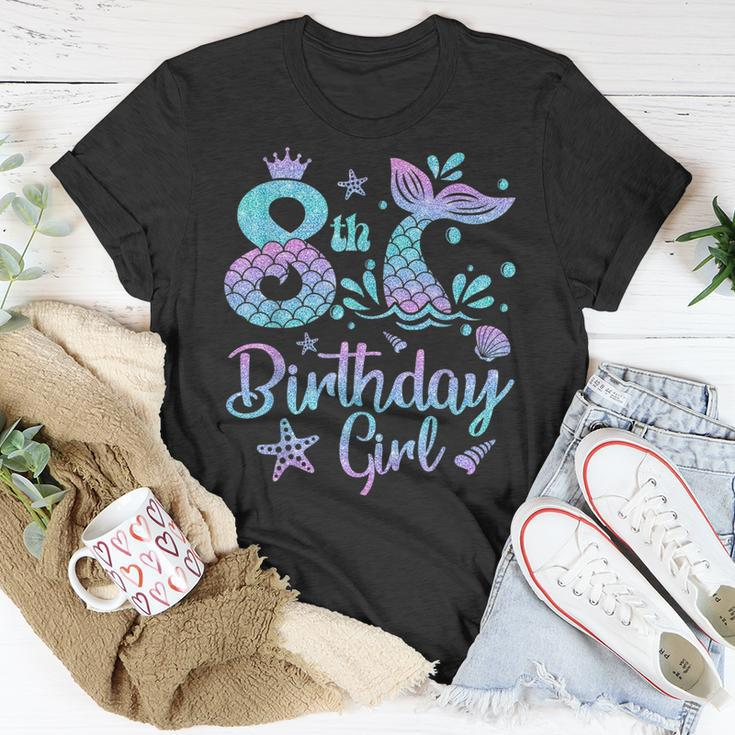 Mermaid Birthday Girl 8 Year Old Its My 8Th Bday Mermaid Unisex T-Shirt Unique Gifts