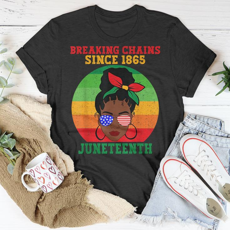 Messy Bun Junenth Breaking Chains Bandana Afro Sunglasses Unisex T-Shirt Unique Gifts