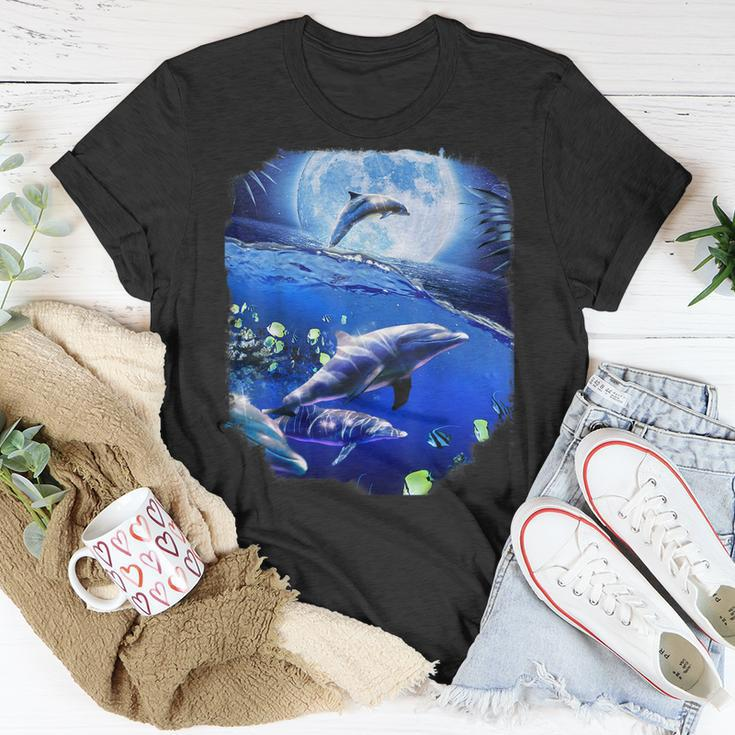 Moon Dolphin Space Dolphins Unisex T-Shirt Funny Gifts