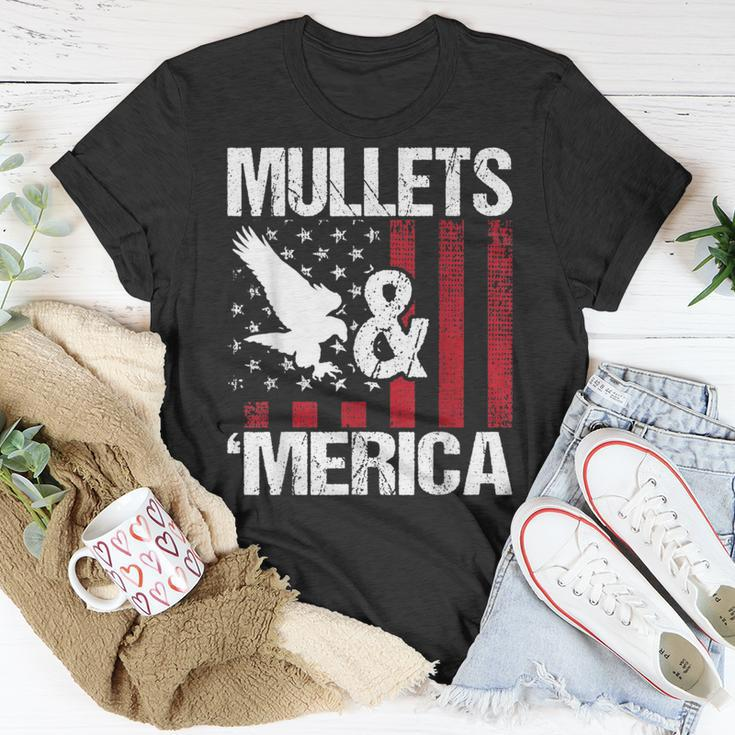 Mullets & Merica - Patriotic Us Flag Redneck Mullet Pride Unisex T-Shirt Unique Gifts