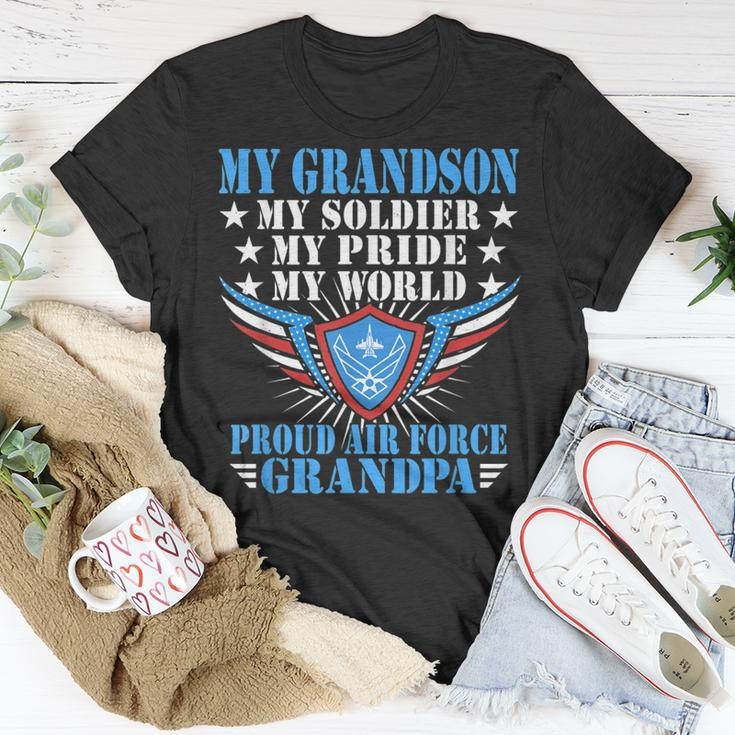 My Grandson Is A Soldier Airman Proud Air Force Grandpa Gift Gift For Mens Unisex T-Shirt Unique Gifts