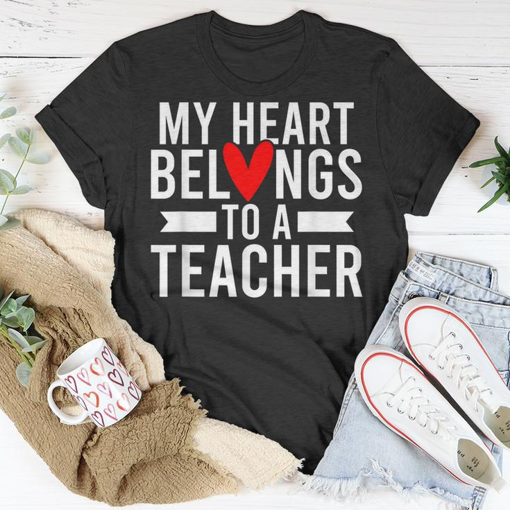 My Heart Teacher Husband Of A Teacher Teachers Husband Gift For Mens Gift For Women Unisex T-Shirt Unique Gifts