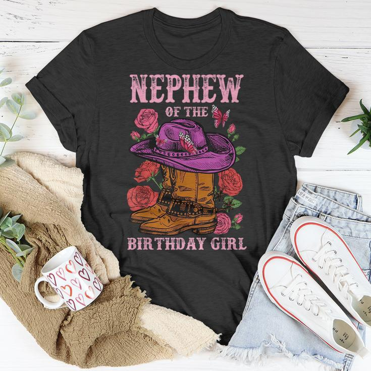 Nephew Of The Birthday Girl Pink Boots Cowgirl Matching Unisex T-Shirt Unique Gifts