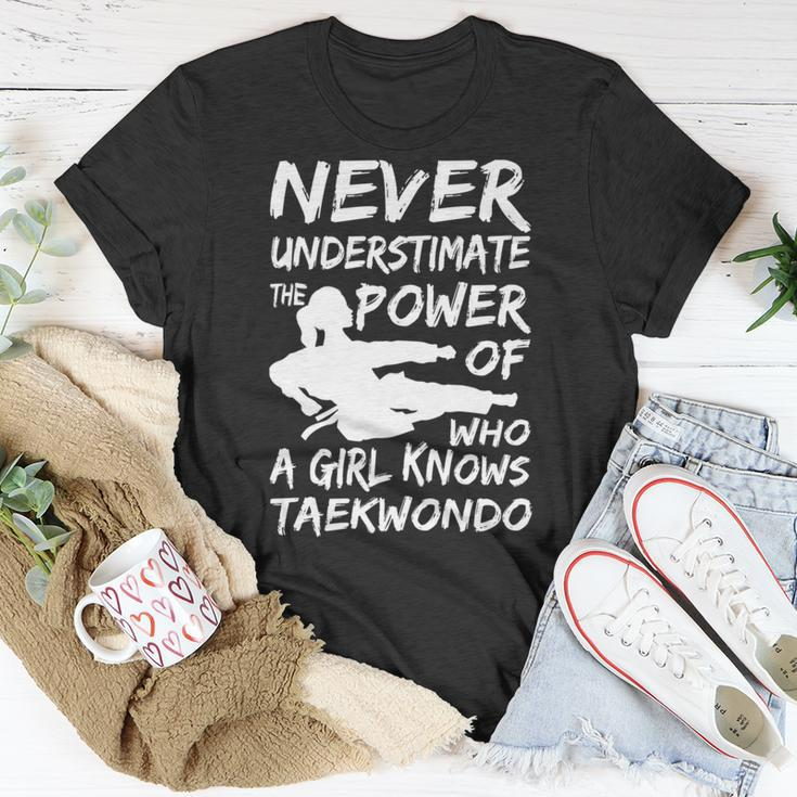 Never Underestimate A Girl Who Knows Taekwondo Funny Gift Unisex T-Shirt Funny Gifts