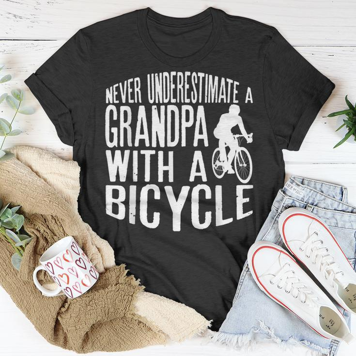 Never Underestimate A Grandpa With A Bicycle CoolGift For Mens Unisex T-Shirt Funny Gifts