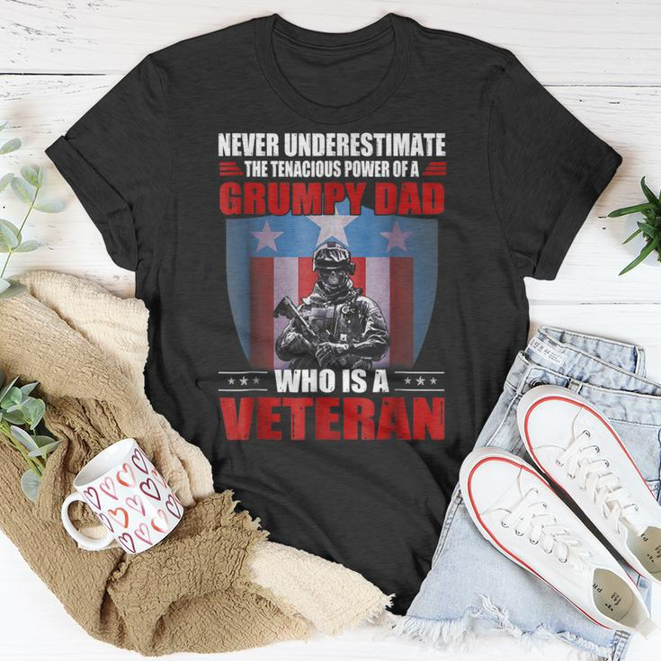 Never Underestimate A Grumpy Dad Who Is A Veteran Unisex T-Shirt Funny Gifts