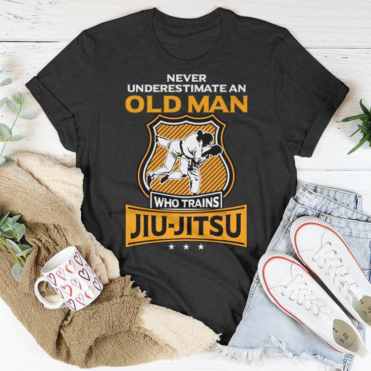 Never Underestimate Old Man Brazilian Jiu Jitsu Bjj Gi Gift Unisex T-Shirt Funny Gifts