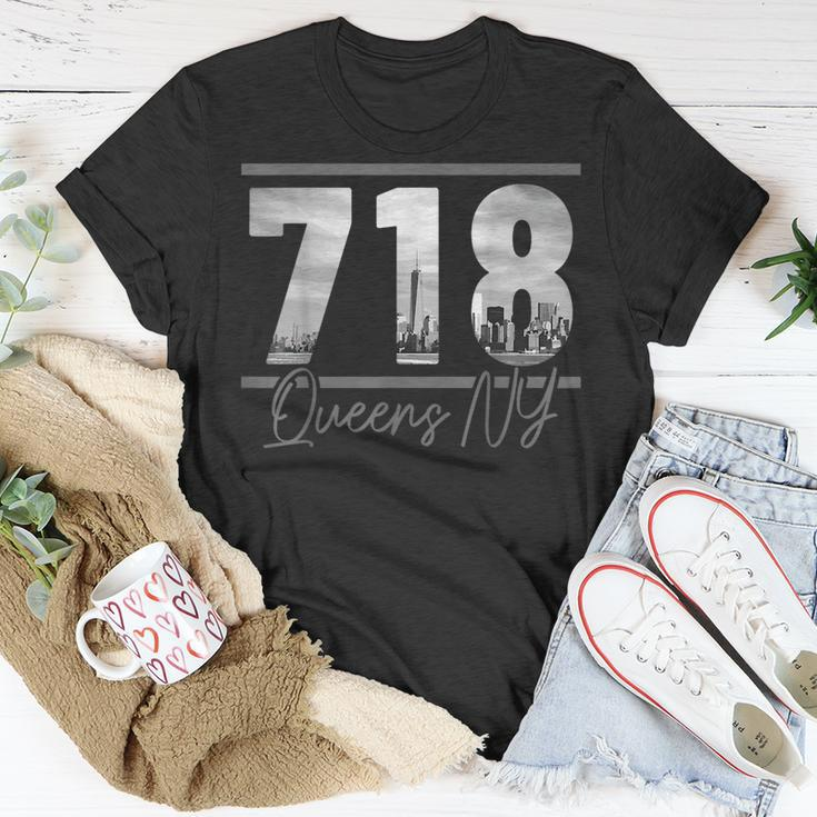 New York City 718 Area Code Skyline Queens Ny Nyc Vintage Unisex T-Shirt Unique Gifts