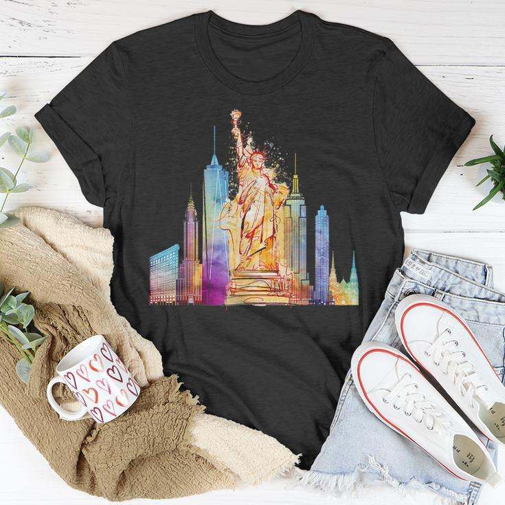 New York City Nyc Retro Watercolor Statue Of Liberty Ny City Unisex T-Shirt Unique Gifts
