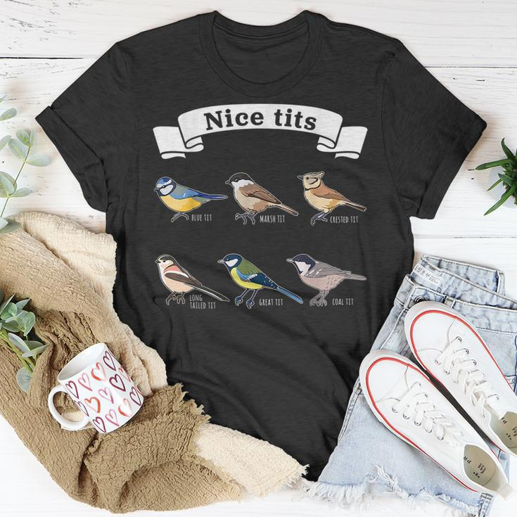 Nice Tits | Bird Watching Gift For Birder & Ornithology Fan Bird Watching Funny Gifts Unisex T-Shirt Unique Gifts