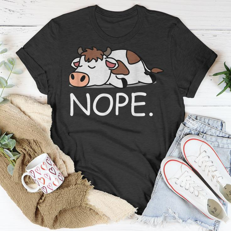 Nope Funny Lazy Cow Nope Not Today Unisex T-Shirt Unique Gifts