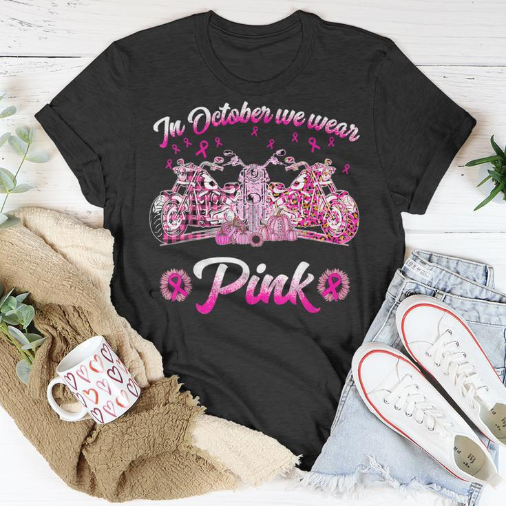 In October We Wear Pink Motorcycles Biker T-Shirt Unique Gifts