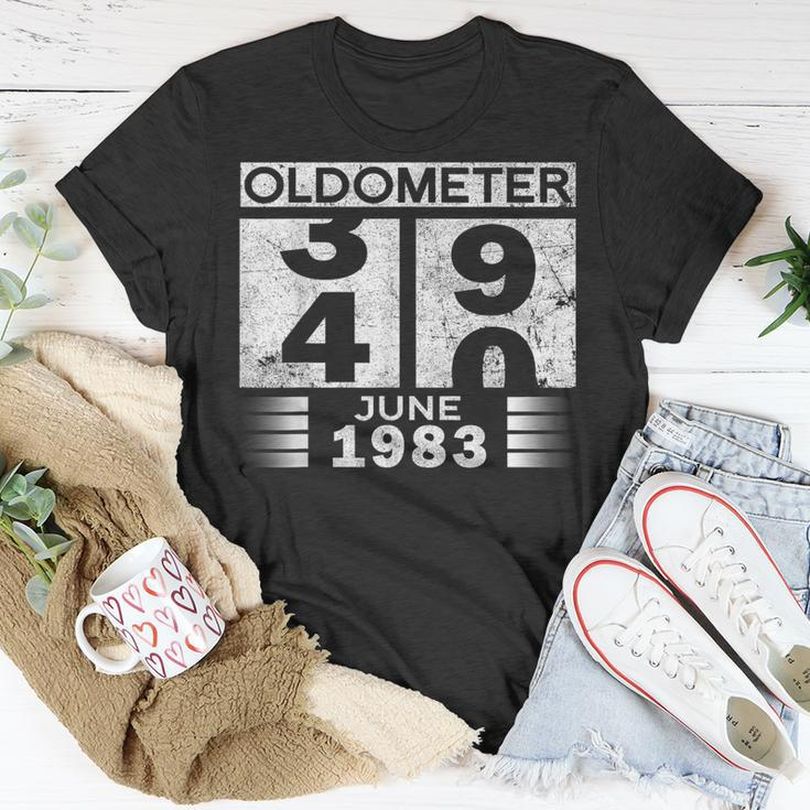 Oldometer 39-40 Born In June 1983 Funny 40Th Birthday Unisex T-Shirt Funny Gifts
