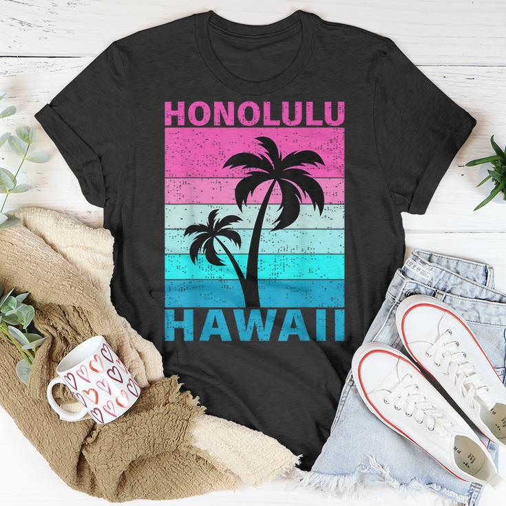 Palm Tree Vintage Family Vacation Hawaii Honolulu Beach T-Shirt Unique Gifts