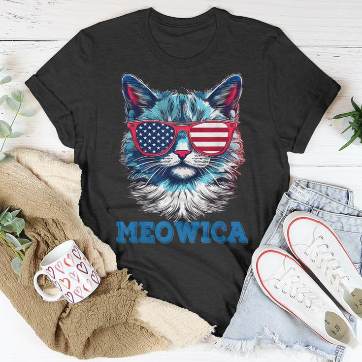 Patriotic Cat Sunglasses American Flag 4Th Of July Meowica Unisex T-Shirt Unique Gifts