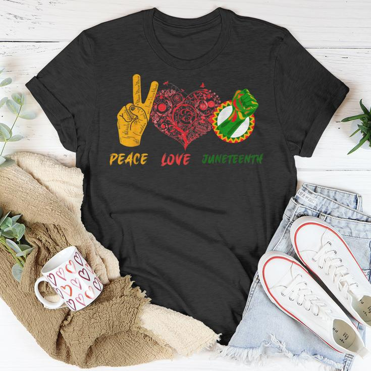 Peace Love Junenth Black History Pride African American Unisex T-Shirt Unique Gifts