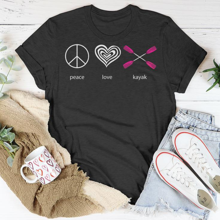 Peace Love Kayak Funny Water Sport Unisex T-Shirt Unique Gifts