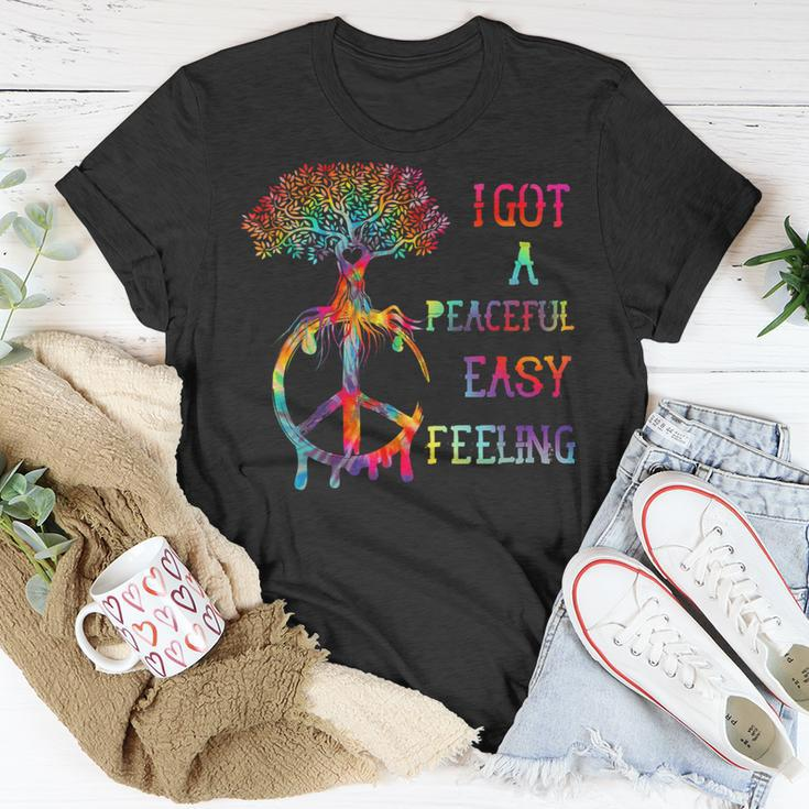 I Got Peaceful Easy Feel Hippie Peaceful Tie Dye Feeling T-Shirt Unique Gifts