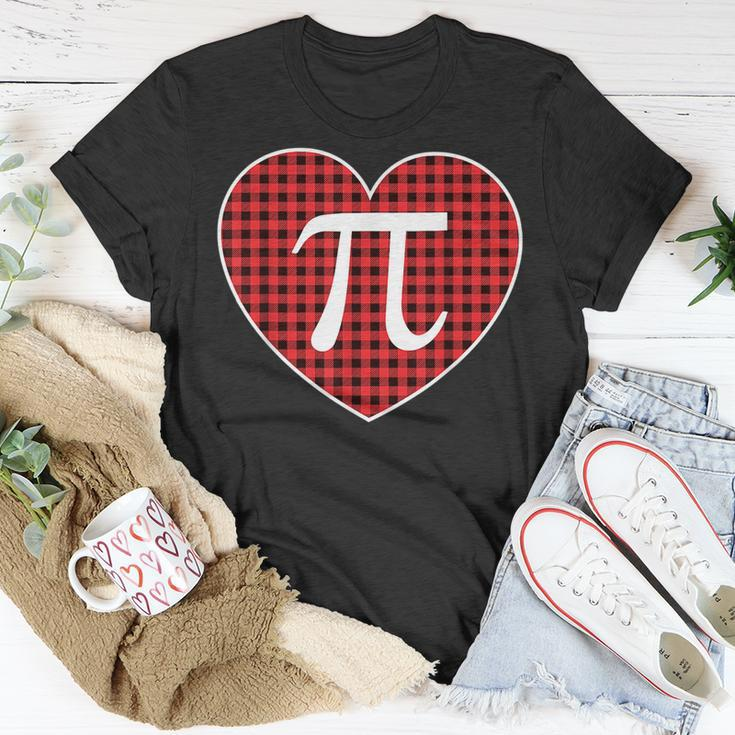 Pi Day Buffalo Plaid Heart 314 Symbol Math Nerd Gift Pi Day Funny Gifts Unisex T-Shirt Unique Gifts
