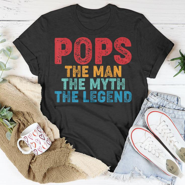 Pops The Man The Myth The Legend Fathers Day Grandpa Unisex T-Shirt Unique Gifts