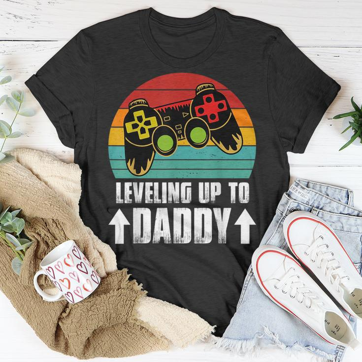Pregnancy Announcement For Gamer Dad Leveling Up To Dad Unisex T-Shirt Funny Gifts