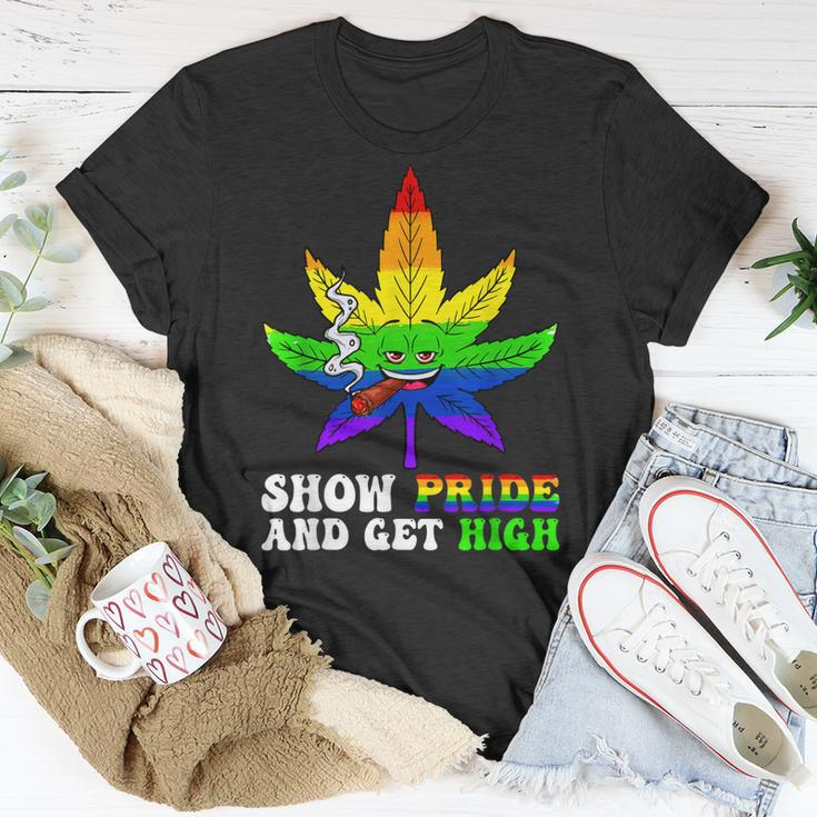 Pride And High Lgbt Weed Cannabis Lover Marijuana Gay Month Unisex T-Shirt Unique Gifts