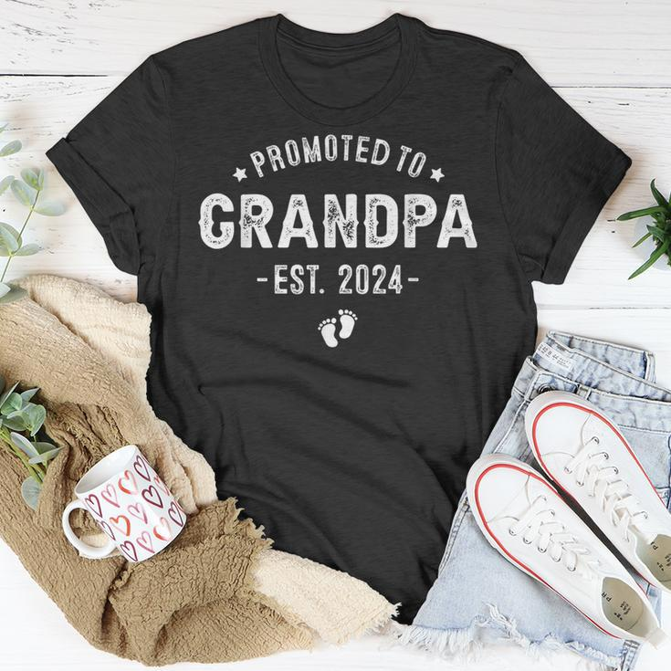 Promoted To Grandpa 2024 Soon To Be First Time Grandfather Unisex T-Shirt Funny Gifts