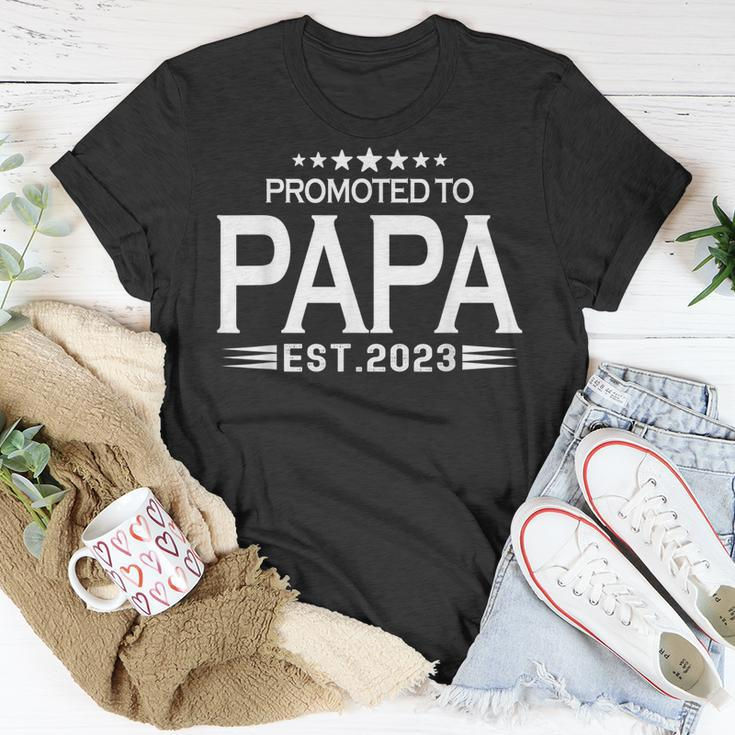 Promoted To Papa Est2023 Funny Mens First Time Dad Daddy Unisex T-Shirt Funny Gifts