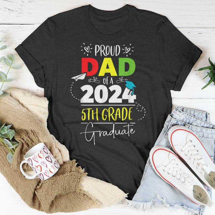 Proud Dad Of A Class Of 2024 5Th Grade Graduate Cute Heart Unisex T-Shirt Unique Gifts