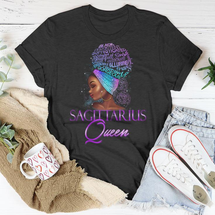 Purple Sagittarius Queen African American November December T-Shirt Unique Gifts