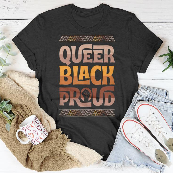 Queer Black Proud Gay Pride Blm Fist Black Lgbtq Pride Month Unisex T-Shirt Unique Gifts