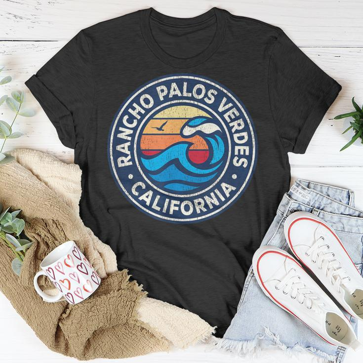 Rancho Palos Verdes California Ca Vintage Nautical Waves Des T-Shirt Unique Gifts