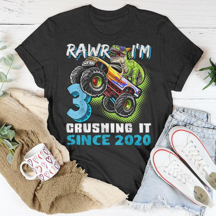 Rawr Im 3 Monster Truck Dinosaur 3Rd Birthday Party Boys Unisex T-Shirt Funny Gifts